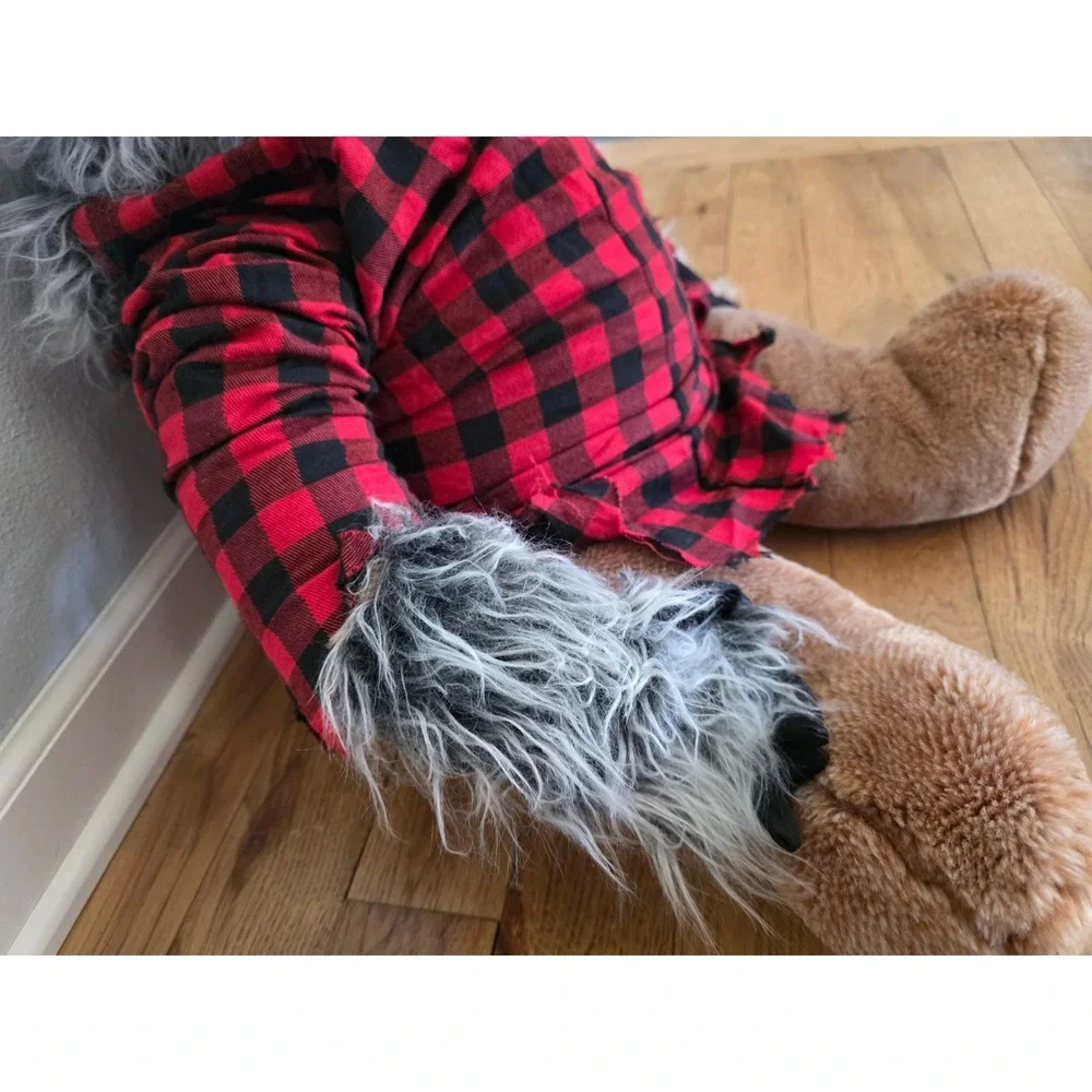 Hungry Howler Werewolf Costume Kids Medium Red Black Plaid 4 Pc‎ Set Mask Shirt
